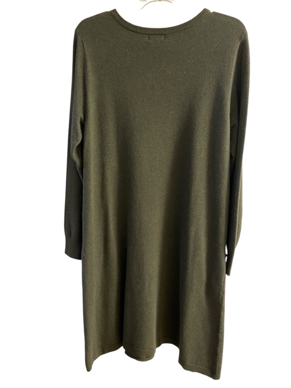 Sundance olive green knit midi dress with front pockets silk blend Large petite - Picture 3 of 7